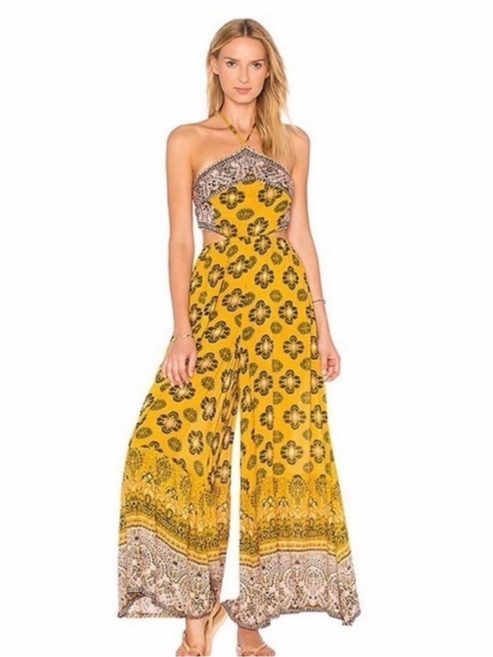 Free People Mariabelle Romper XS Yellow Mustard